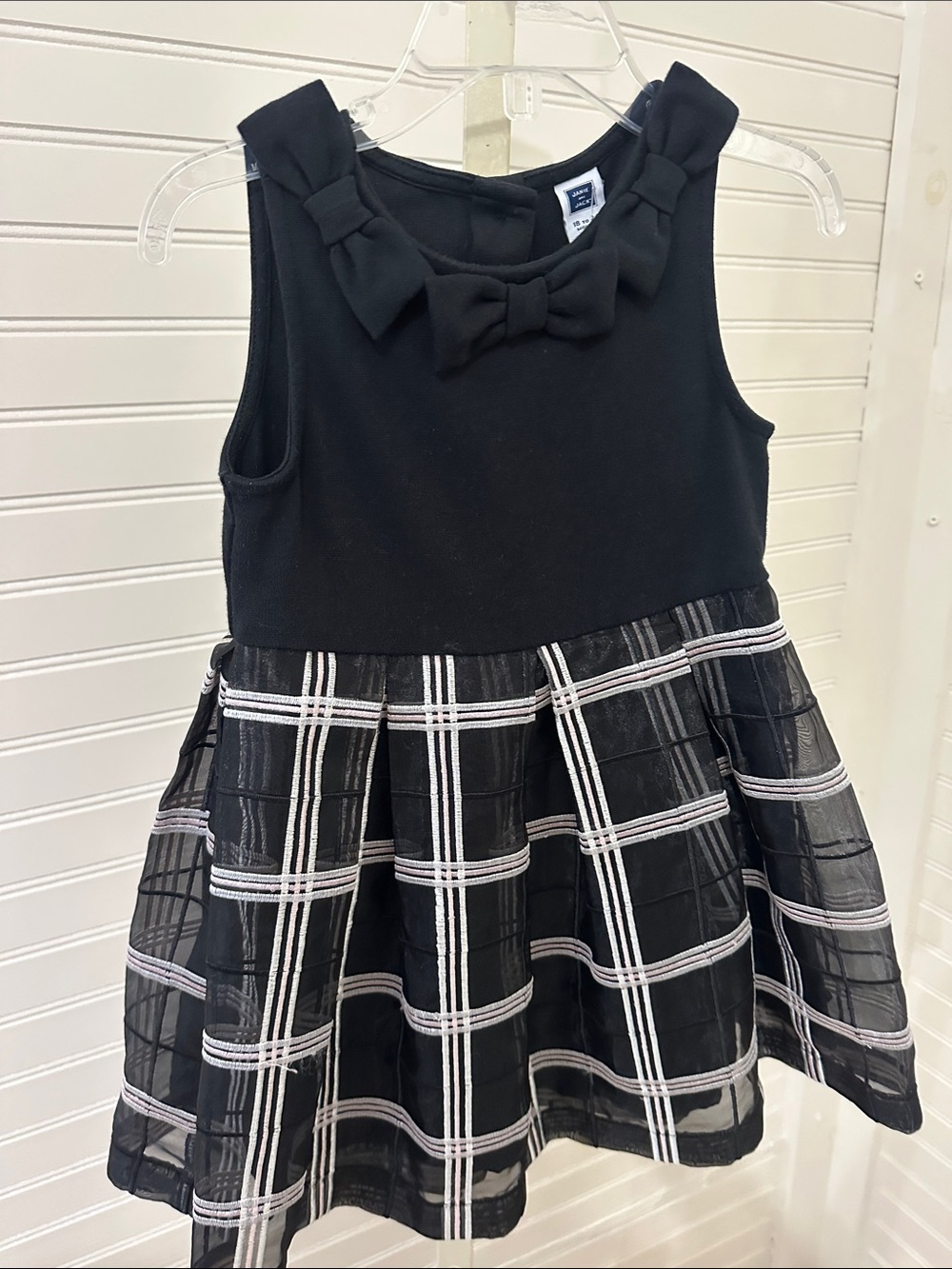 Janie & Jack Classic Black Plaid Bow-Accent Girls' Dress Baby 18-24 M